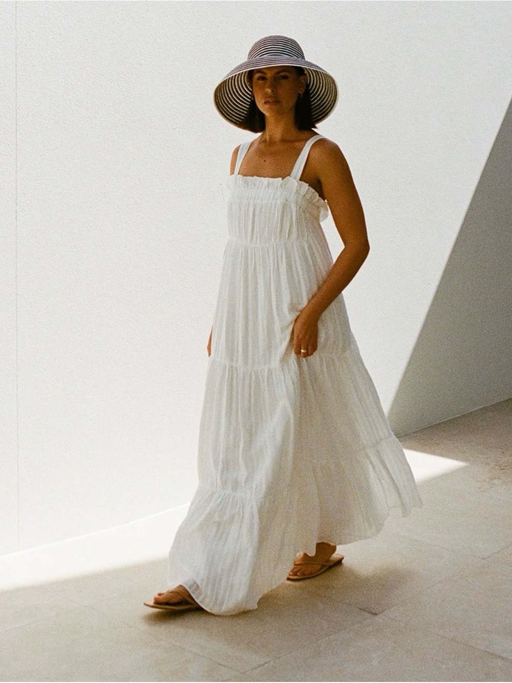 NWT Sabo White Keisha Maxi Dress, Size Small (4)